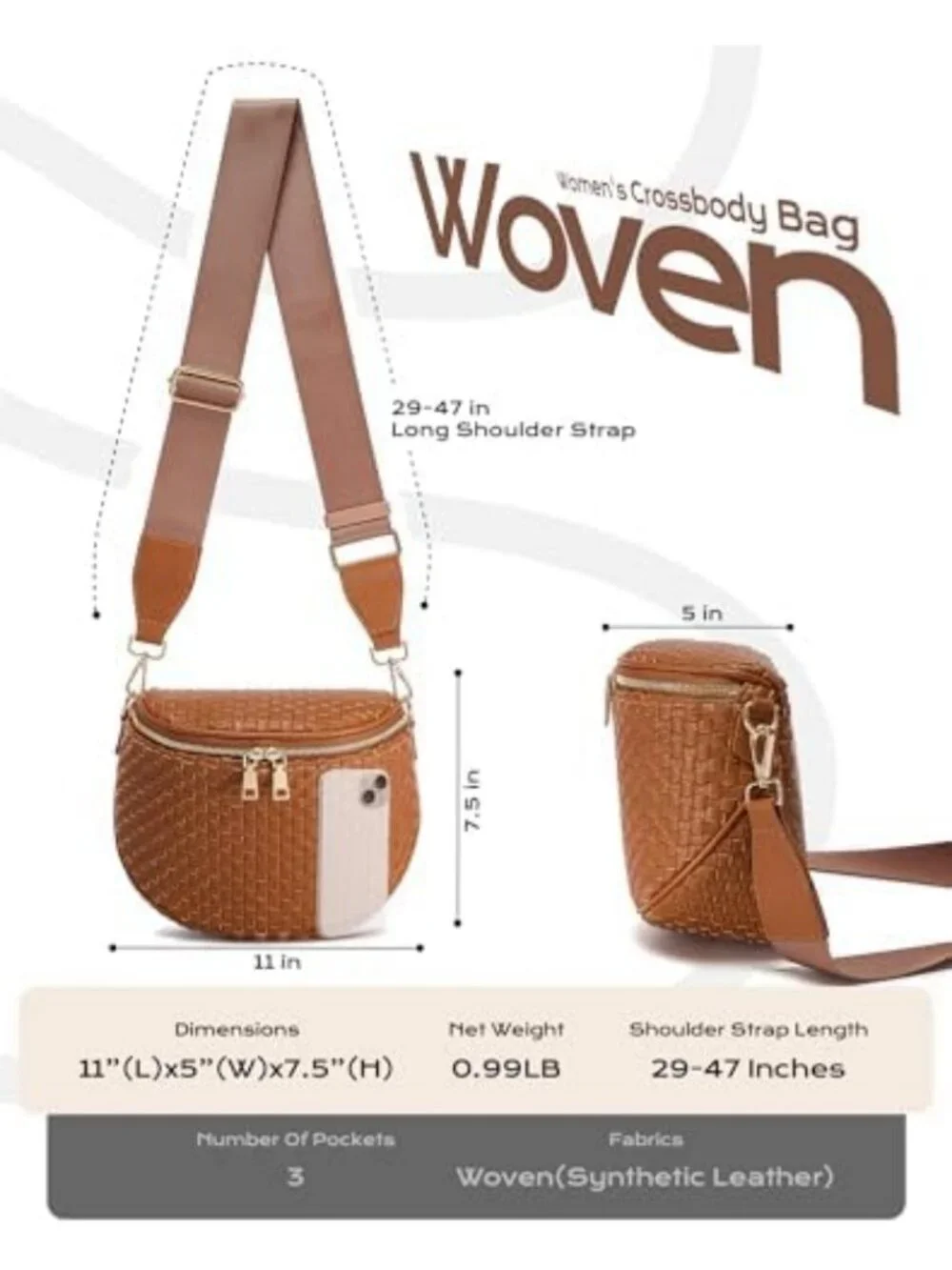Chic Woven Checkered Crossbody Bum Bag for Women - Stylish PU Leather Fanny Pack